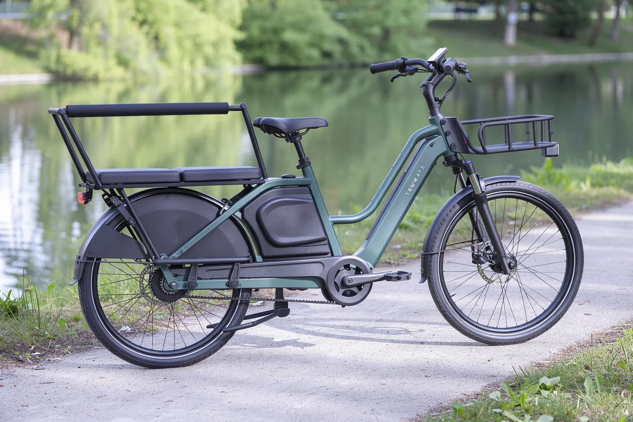 KI-Illustration: Longtail Duo — Sattel, Lenker und Sitzposition