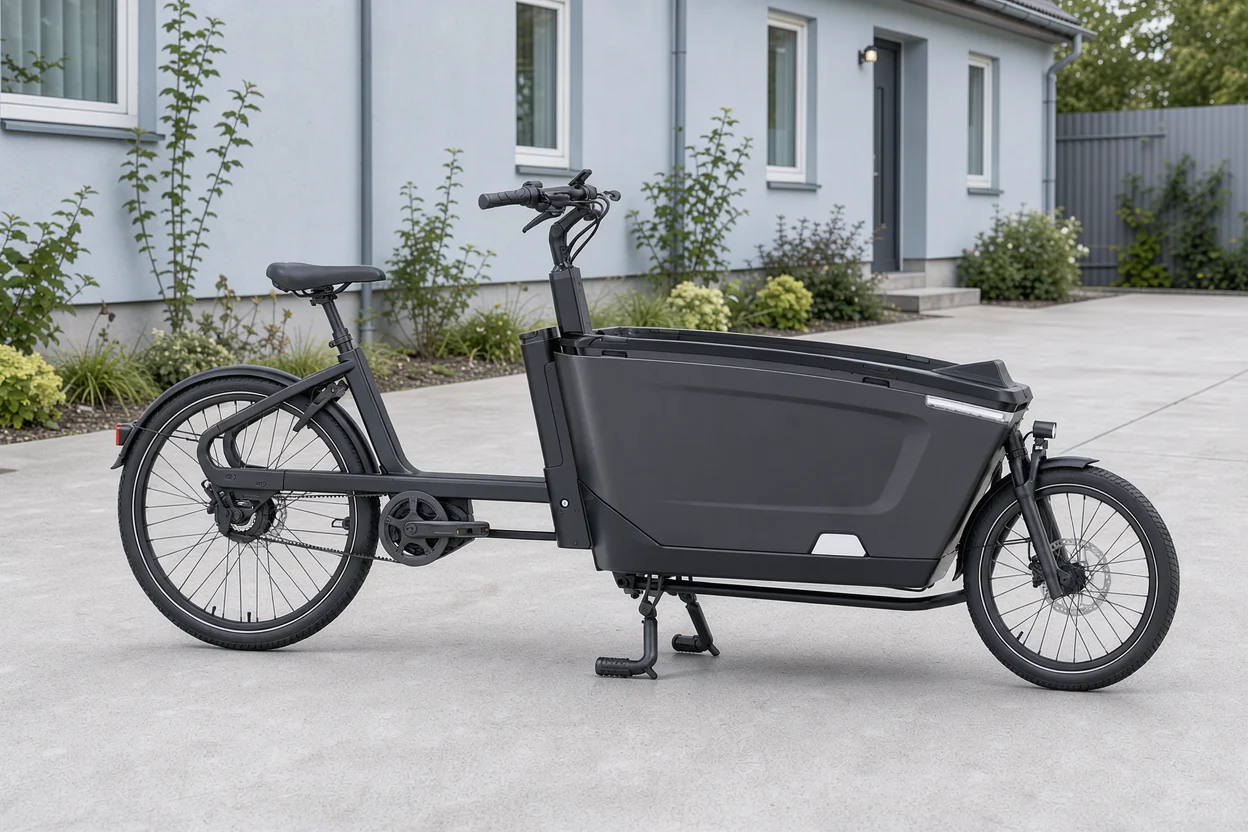 KI-Illustration: Cargo One — Das Fahrrad im Alltag