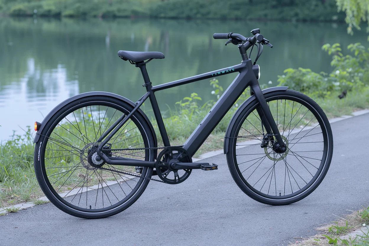 Zadel, stuur en frame van de TENWAYS CGO600 Pro langs een groen pad